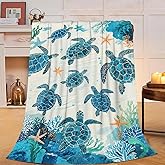 Sea Turtle Throw Blanket Ocean Turtle Plush Fleece Blanket Soft Cozy Fuzzy Warm Stuff Bedding Animal Blankets Gifts for Boys Girls Kids Adult Men Women 40"X50"