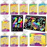 Party Favors for Kids 4-8-12: 24 Pack Scratch Rainbow Art Crafts Notebook, Coloring Book Goodie Bags Stuffers Kit, Bulk Birthday Gift Classroom Prizes Girl Boy Toddler
