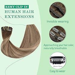 Clip in Hair Extensions Human Hair,Chocolate Brown