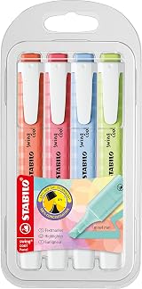 STABILO swing cool Pastel Highlighter Pack of 4 Lime Pink Blue Red