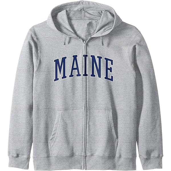 Amazon.com: Navy Retro Vintage Maine Zip Hoodie : Clothing, Shoes