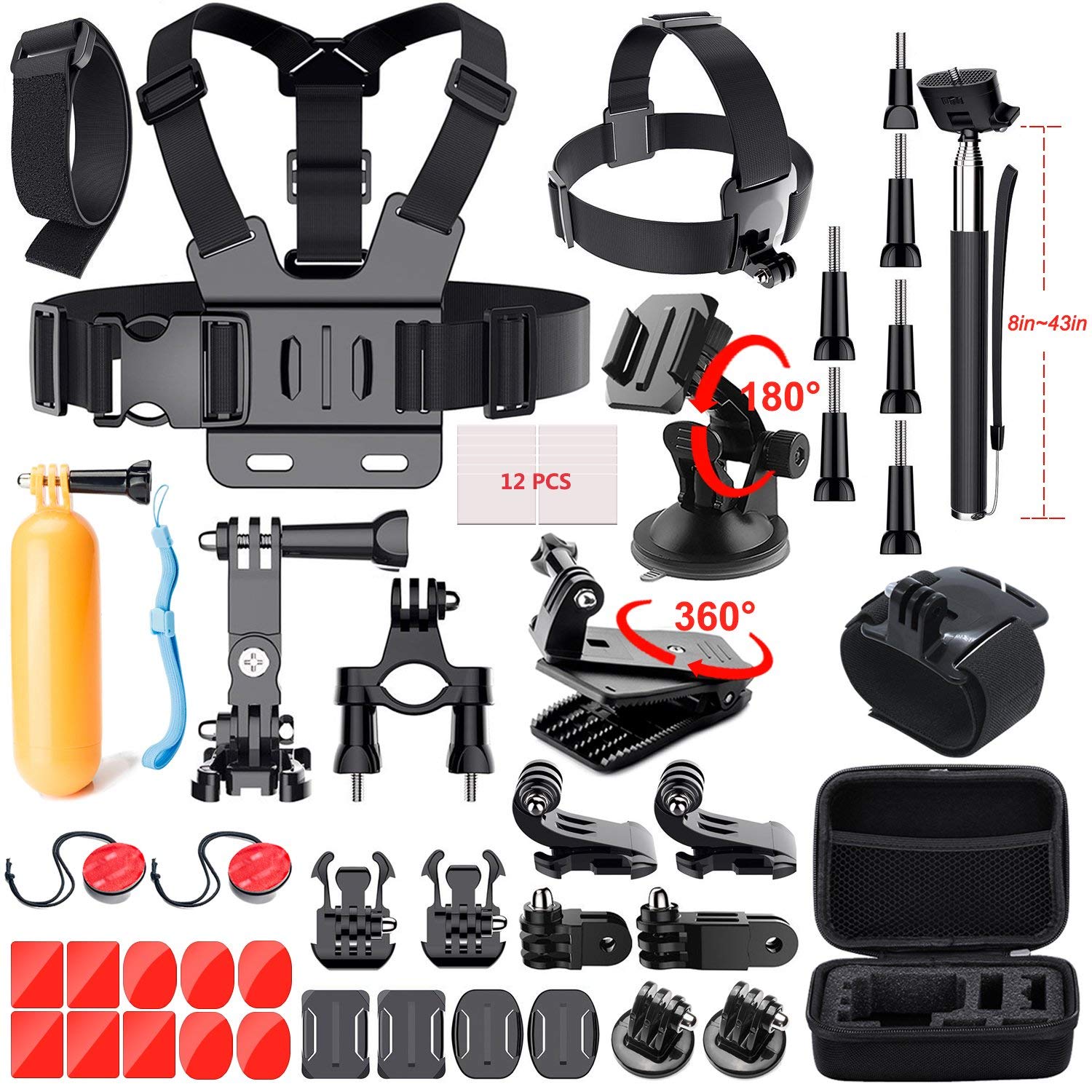 Adofys 49 In Action Camera Accessory Kit Bundle Compatible