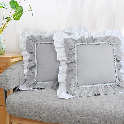 Amazon Com Softta Ruffle Throw Pillow Covers 18 X 18 Inch Pack Of