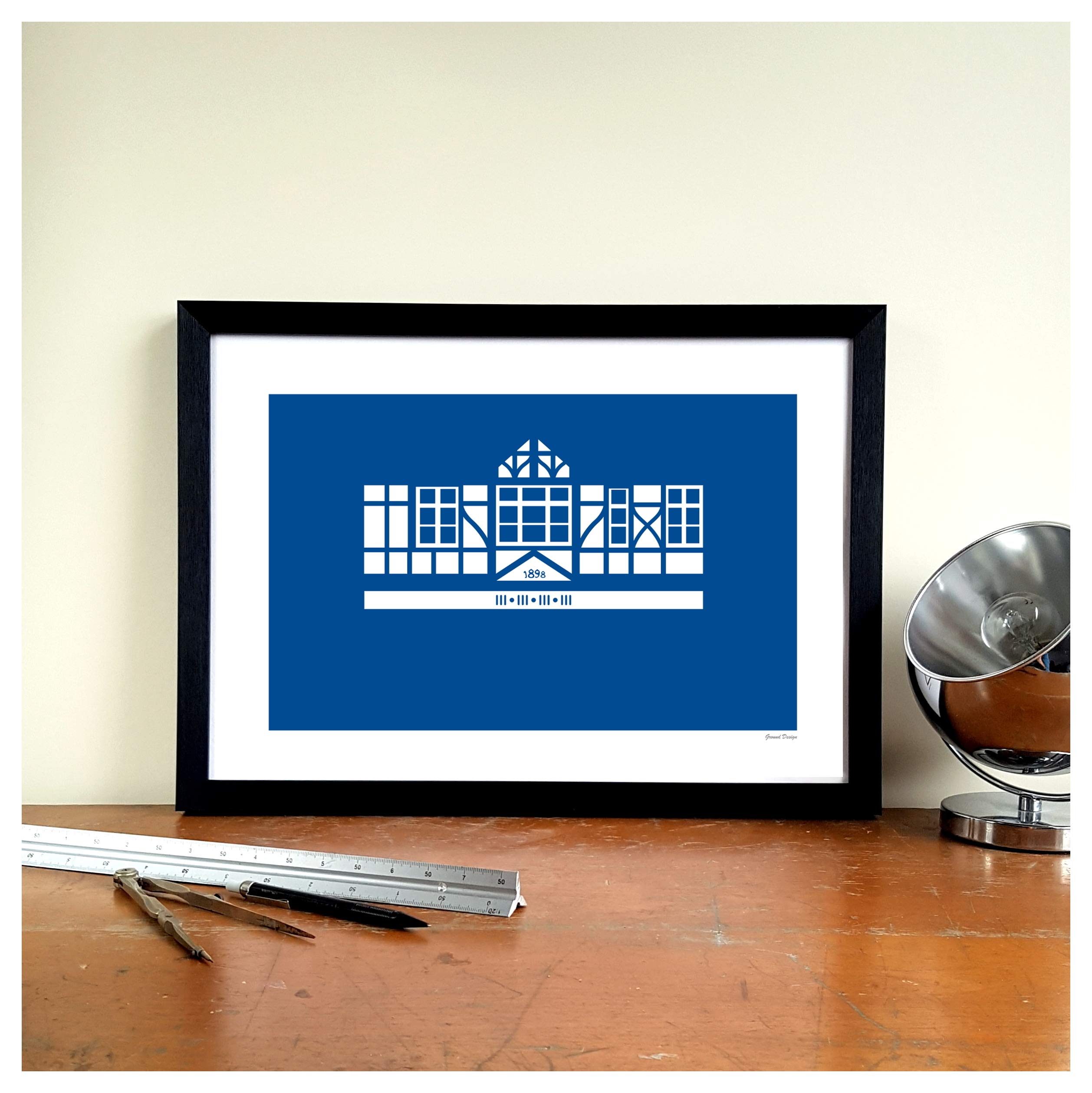 GroundDesigns PORTSMOUTH FC Football Gift FRATTON PARK Pompey Pavilion Stadium Art Print