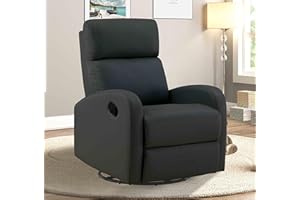 Lennox Furniture Delux Swivel Glider Recliner in Black Bounded Leather