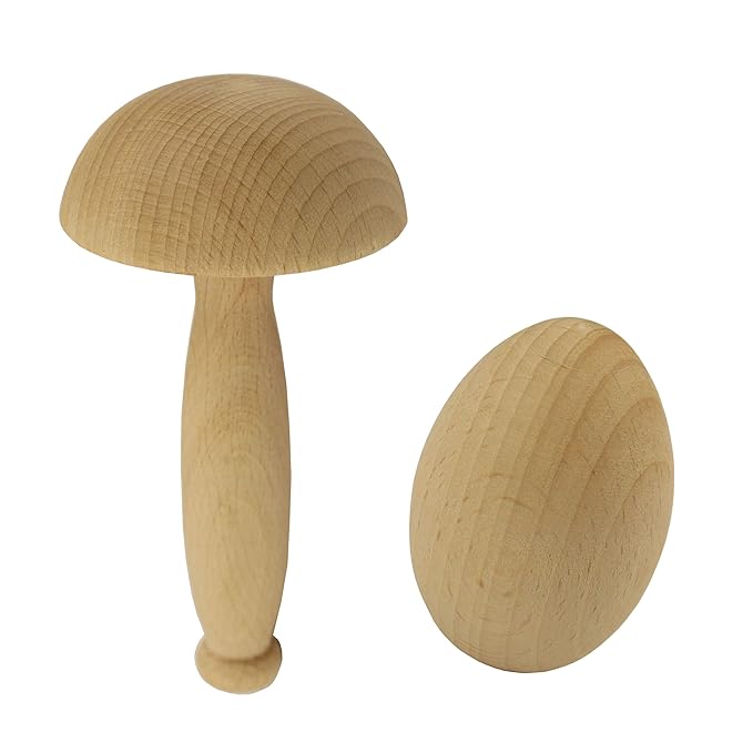 Lantelme Holz Stopfpilz und Stopfei Set Nähzubehör aus Buche Nähei Nähpilz Sockenstopfen 5021
