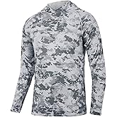FISHEAL UPF 50+ Mens Fishing Shirts with Hood, Long Sleeve Sun Protection Hunting Shirt, Lightweight Camo Shirt for Hiking