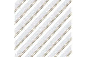 AHANDMAKER 10 Yards 11 mm White/Gold Cord-Edge Piping Trim, Piping Trim with Cord Twisted Lip Cord Trim, for Sewing Clothing 