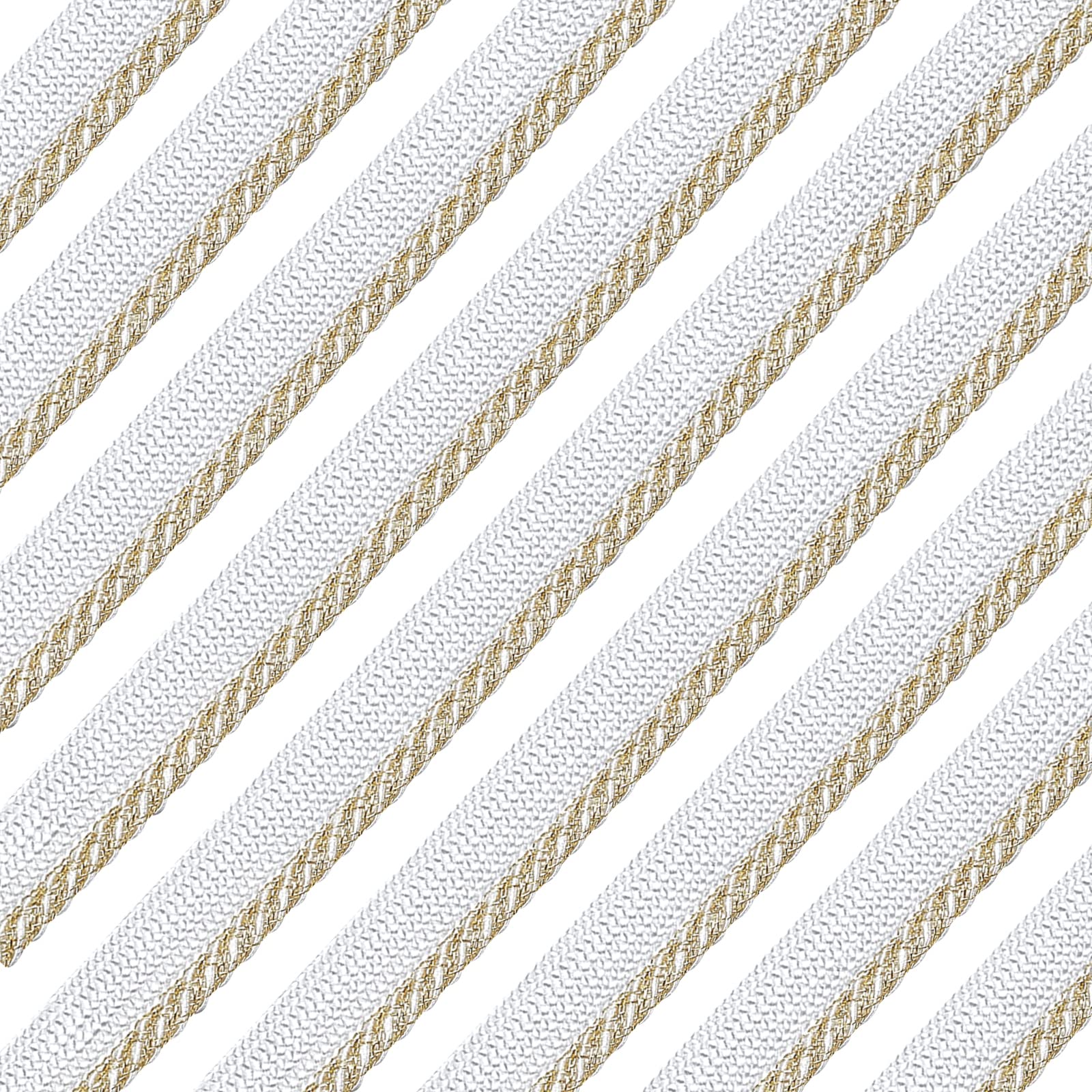 AHANDMAKER 10 Yards 11 mm White/Gold Twisted Lip Cord Trim, Piping Trim for Sewing Clothing Pillows Lamps Draperies