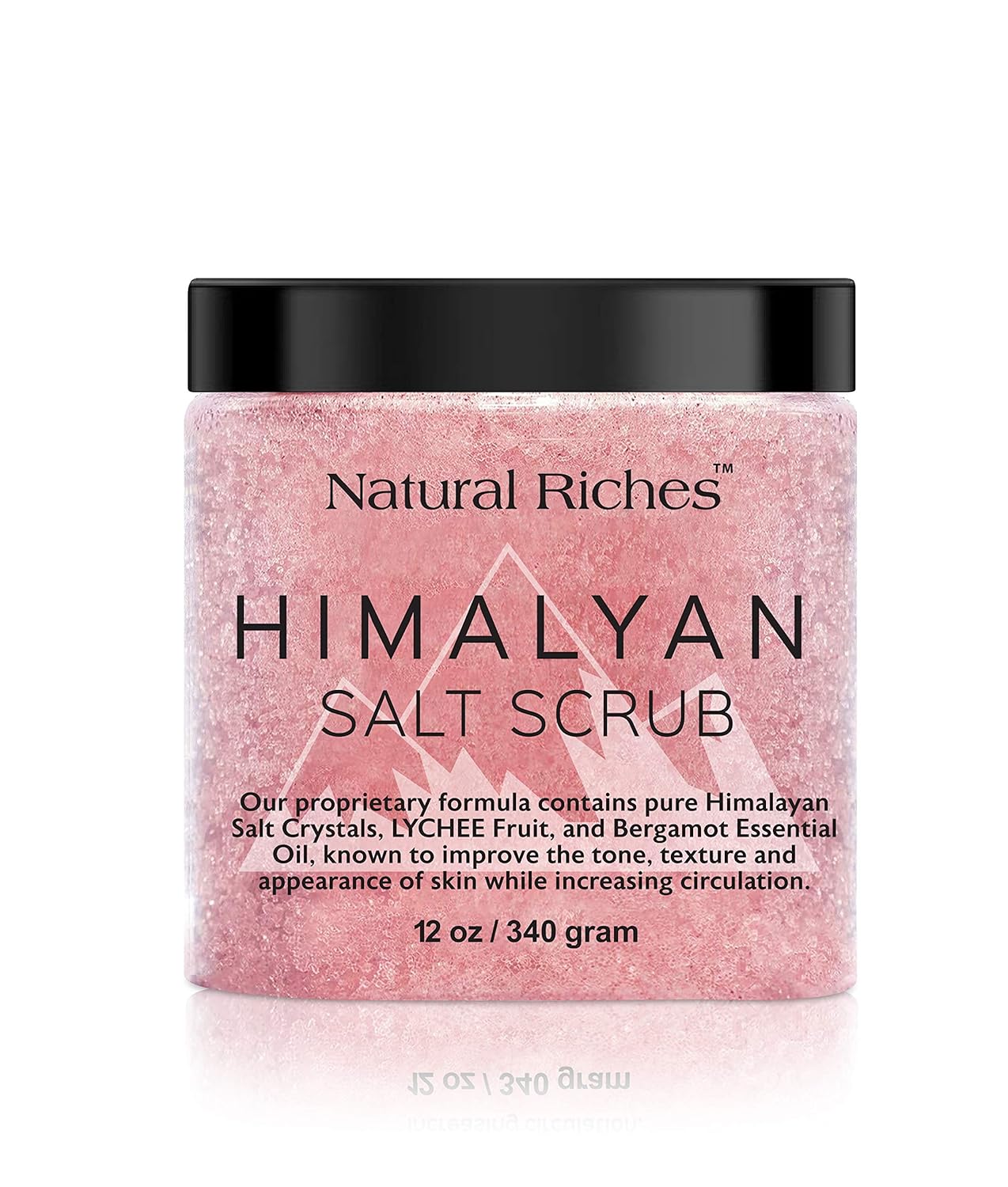 Natural Riches Himalayan Salt Body Scrub - (12 Oz / 340 gm) - Deep Cleansing Exfoliator, All-Natural exfoliate with Vitamin C, Bergamot and Lychee Essential Oils : Beauty