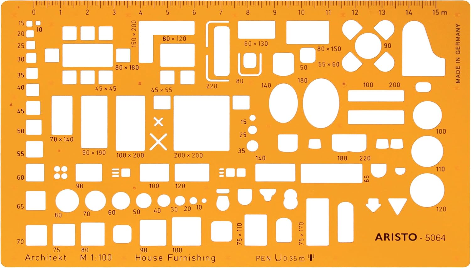 geotec Möbli Erungs Template Architectural 1: 100 Scale for Suite Plans, yellow