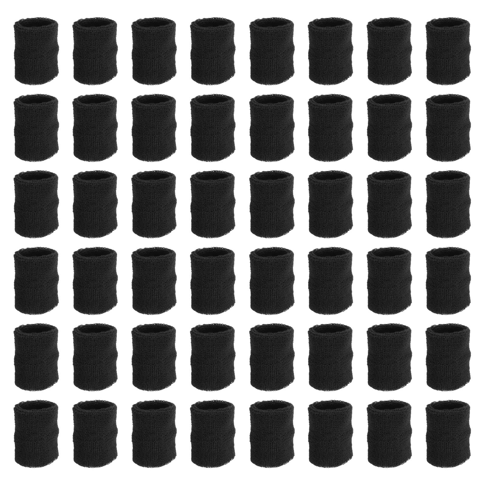 PATIKIL Sports Wristbands, 48 Pack Athletic Cotton Terry Cloth Absorbent Wrist Sweatband for Tennis Basketball Working Out Running, Black