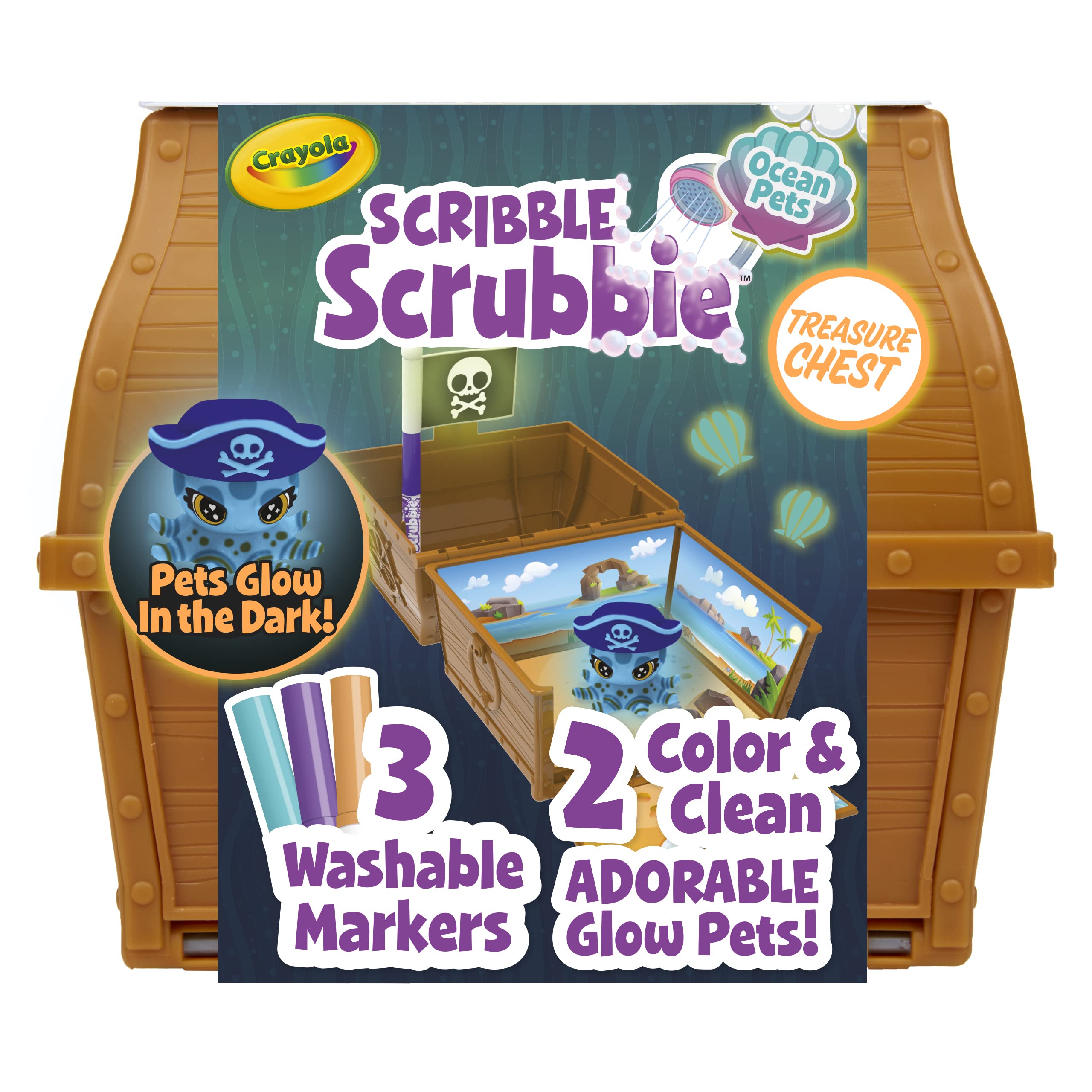 CRAYOLA Scribble Scrubbie Pets Glow Ocean Playset, Toys for Boys & Girls, Gifts for Kids, Ages 3, 4, 5, 6