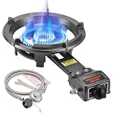 ARC 13" Cast Iron Wok Propane Burner, 0-20 PSI Regulator w/Steel Hose | Portable Single Propane Stove, Cast Iron Wok Burner w/ Adj Regulator &amp; Steel Hose, Great for Outdoor Cooking/Seafood Boiling