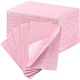JMU Pink Dental Bibs 50 Pack 3-Ply Waterproof Disposable Dental Bib 13"x18" | 2-Ply Paper 1-Ply Film, for Dental Clinic, Tattoo Shop, Nail Salon