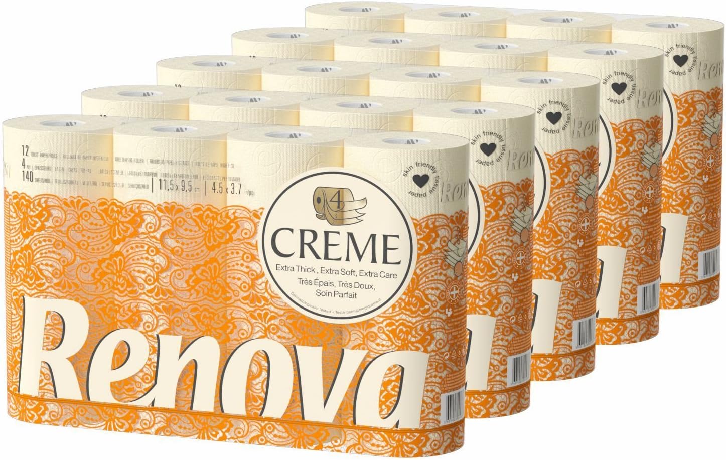 Renova Luxury Cream 4Ply Toilet Tissue Paper Roll (60 Rolls) Amazon.co