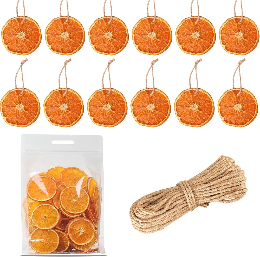Fox·Bunny 30Pcs Dried Orange Slices with Hemp Rope Christmas Wreath Making