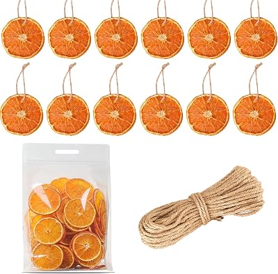 Fox·Bunny 30Pcs Dried Orange Slices with Hemp Rope Christmas Wreath Making
