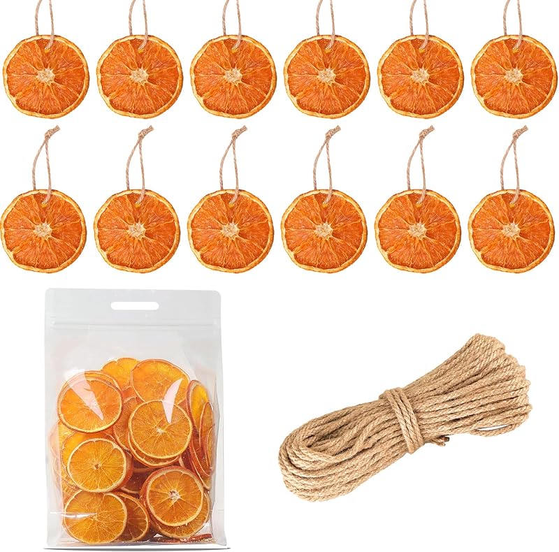 Fox·Bunny 30Pcs Dried Orange Slices with Hemp Rope Christmas Wreath Making