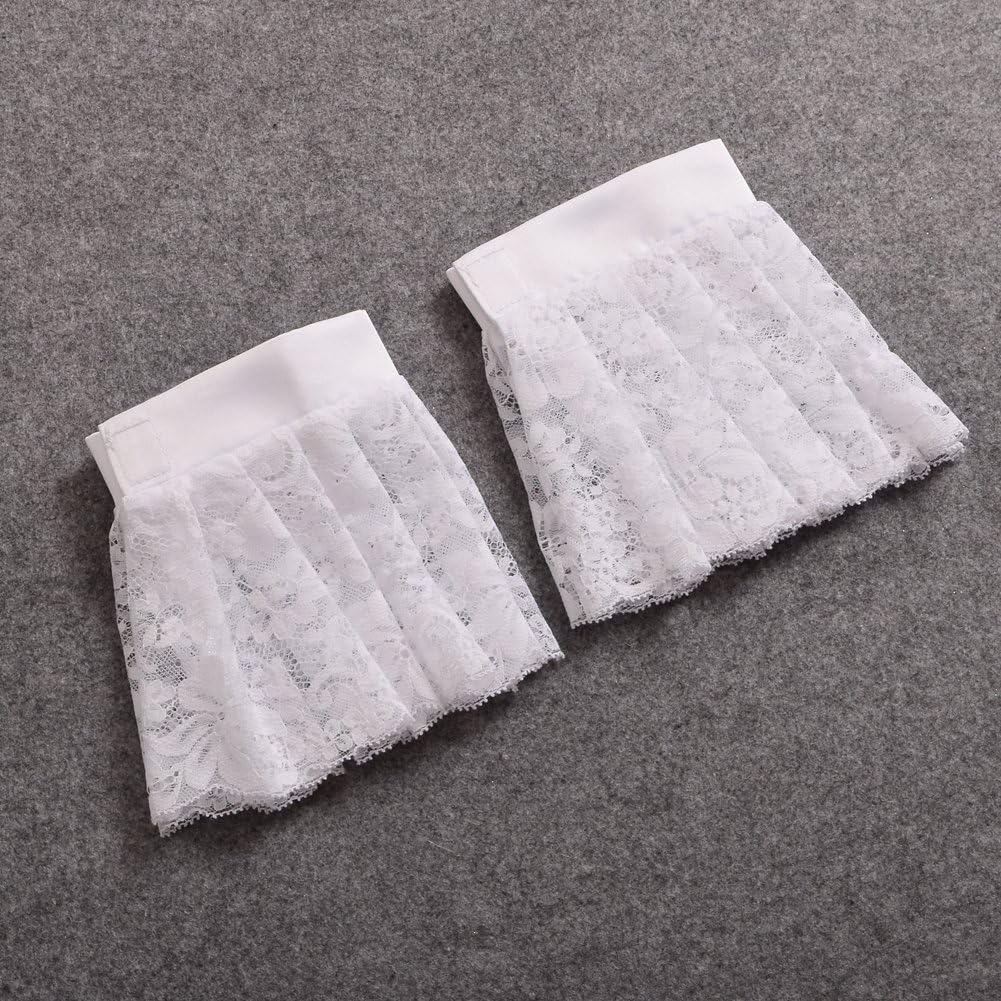 BLESSUME Steampunk Lace Cuffs Set Costume Accessory, Big White Cuffs - Image 5