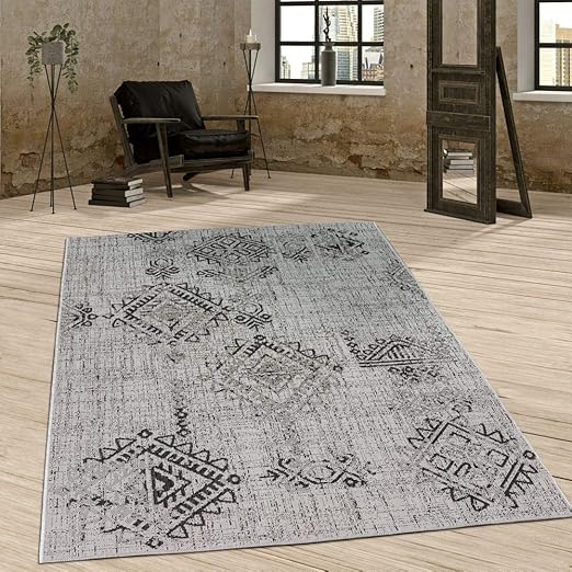Tapis Tissé à Plat Intextérieur Morum Intérieurextérieur Gris Foncé