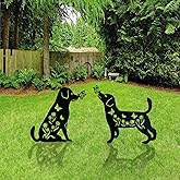 Upriver 2 Pack Metal Dog Decorative Garden Stakes, Weather Resistant Dog Silhouette Statues for Garden Patio Yard Art Outdoor Decor Lawn Ornaments, Labrador Gifts for Pet Lovers