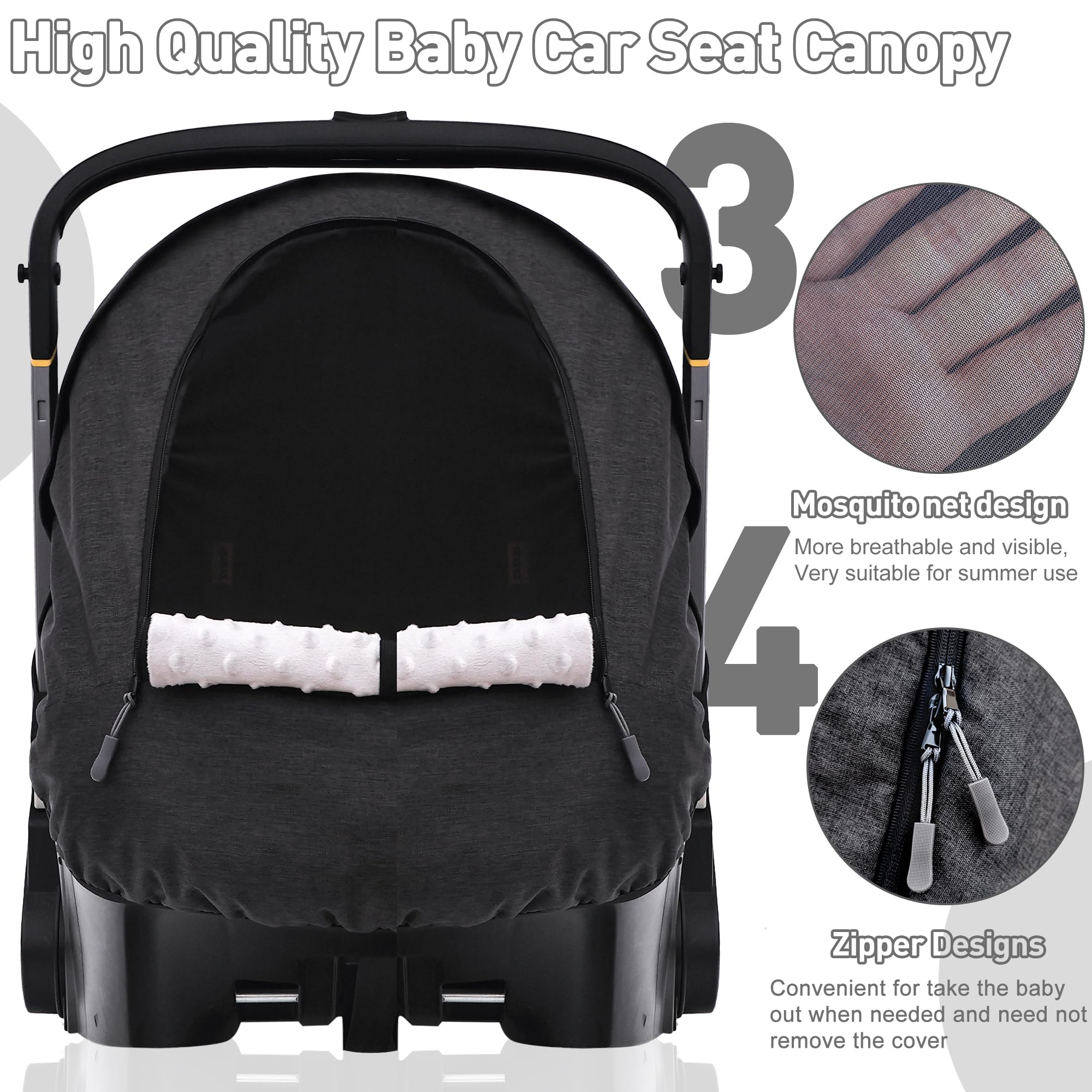 Waterproof Baby Car Seat Cover Compatible with Doona Car Seat and Stroller,Patented Windproof Car Seat Canopy for Boys & Girls, Keeps Babies Warm and Coz(Black)