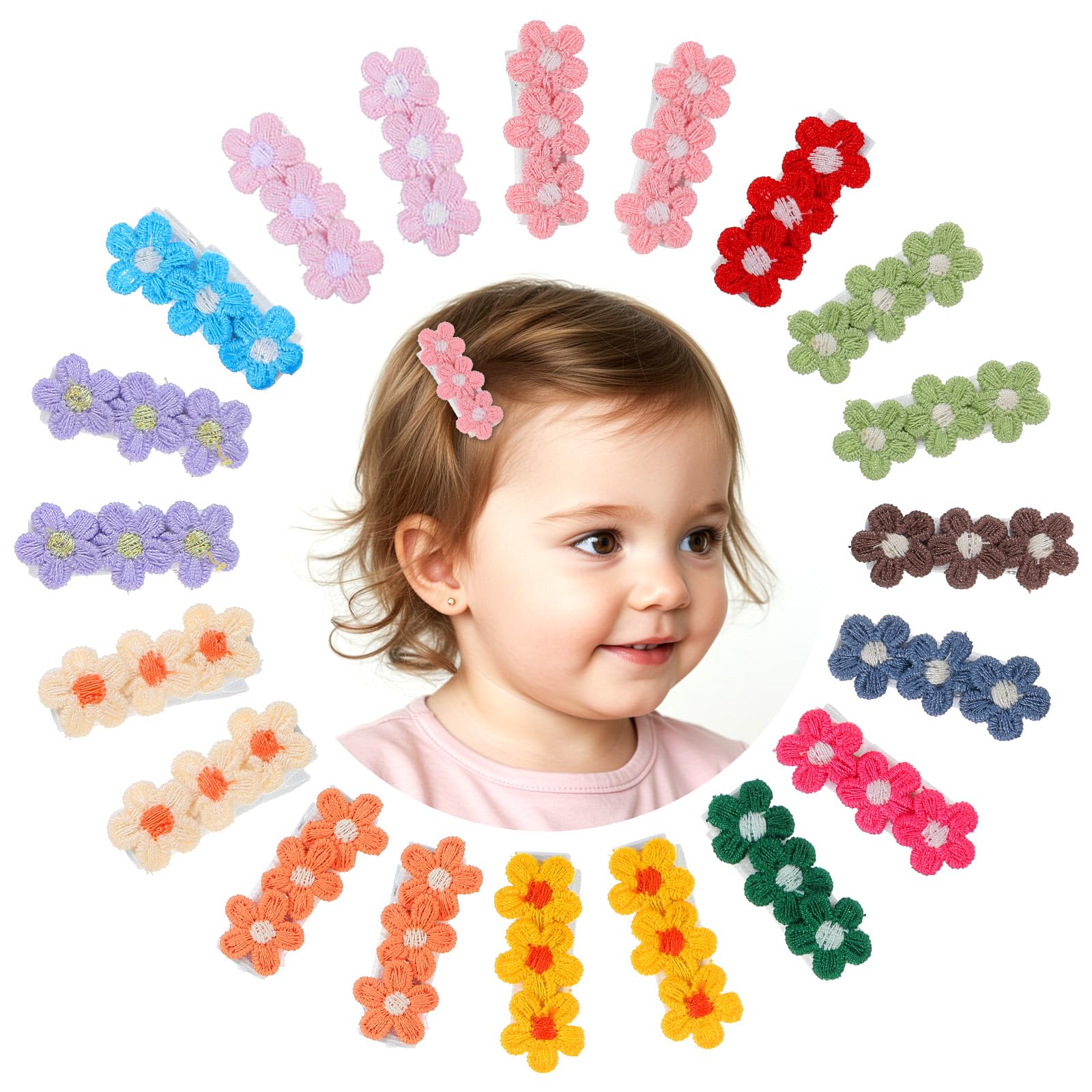 Photo 1 of Baby Hair Clips 20Pcs - Soft Fabric Covered Flower barrettes, Gentle Non-Slip Grips for Baby Girls, Comfy & Safe Clips for Infant Toddler Girls (Cute Floral Design)
