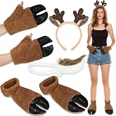 Toulite Halloween Animal Costume Set Halloween Party Supplies | Animal Dress up for Woman Man, Deer Goat Costume with Front Back Hooves Headband Tail Accessory, Halloween Cosplay Party