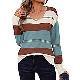 Zeagoo Womens Sweaters Fall 2026 Long Sleeve Knit Pullover V Neck Lightweight Crochet Sweater Tops Dressy Casual