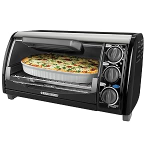 Black & Decker TRO490B 1200-Watt 4-Slice Countertop Oven and Broiler with Removable Crumb Tray, Black