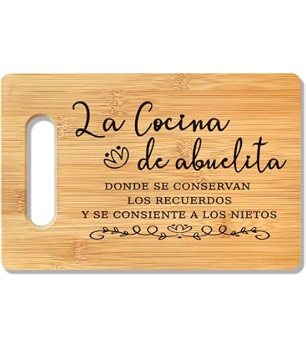 Grabado Láser Personalizado Tabla Desayuno Abuela LOOPES - Madera Grabada 23x15cm | Regalo Navidad, Cumpleaños Día Madre Regalo Abuela Navidad