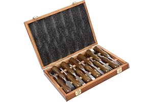 IMOTECHOM 12-Pieces Woodworking Wood Carving Tools Chisel Set with Wooden Box, Razor Sharp CR-V 60 Steel Blades