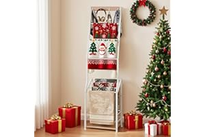 Pinzoveco Blanket Ladder, 7 Tier Blanket Ladders for The Living Room,Wooden Ladder Shelf with Hooks, 5.5ft Blanket Holder Rack Farmhouse Ladder Rack for Storage and Home Decor (White)