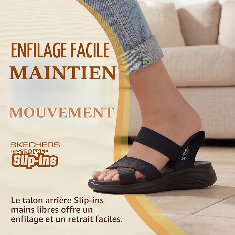 Femme Ultra Flex 3.0-Never Netter Hands Free Slip-ins Sandale, Black Mesh/Gore, 38 EU