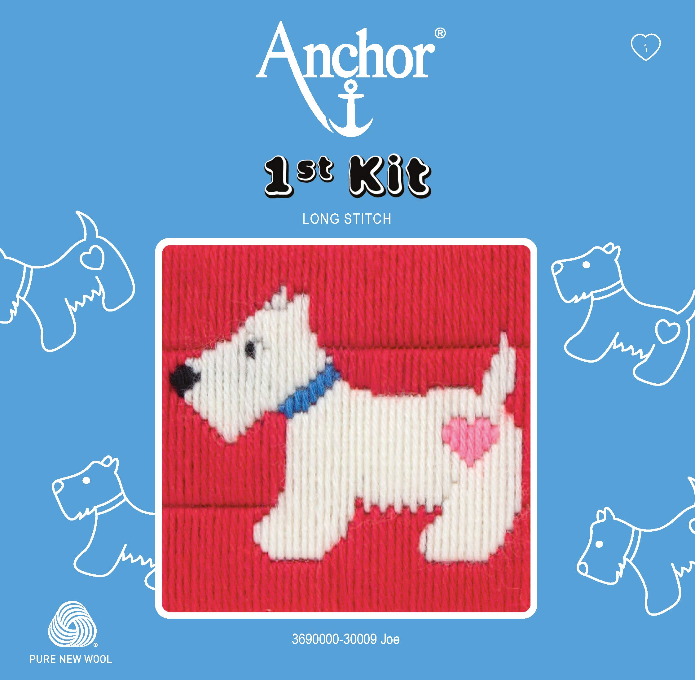 ANCHOR 3690000-30009 Joe First Long Stitch Kit, 10 x 10cm