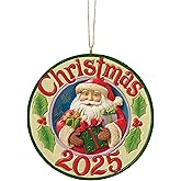 Enesco Jim Shore Heartwood Creek Santa with Gifts Annual 2025 Dated Hanging Ornament, 3 Inch, Multicolor