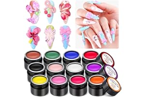 SAVILAND SSPro X 3D Nail Gel Set: 12 Colors Non-Sticky Soak Off 3D Sculpting Gel for Nail Art Painting Drawing Hand Carving Molding with Sculpture Pen for 3D Nail Art Design Home Salon Manicure DIY