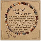 Tienyuu Inspirational Healing Stone Bracelet for Women – Life is Tough But So Are You – Get Well Soon Gifts, Encouragement Bracelets for Best Friend, Sister, Mother, Gift of Strength