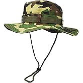 Outdoor Wide Brim Sun Protect Hat, Double Layer Classic US Combat Army Style Bush Jungle Sun Cap for Fishing Hunting Camping