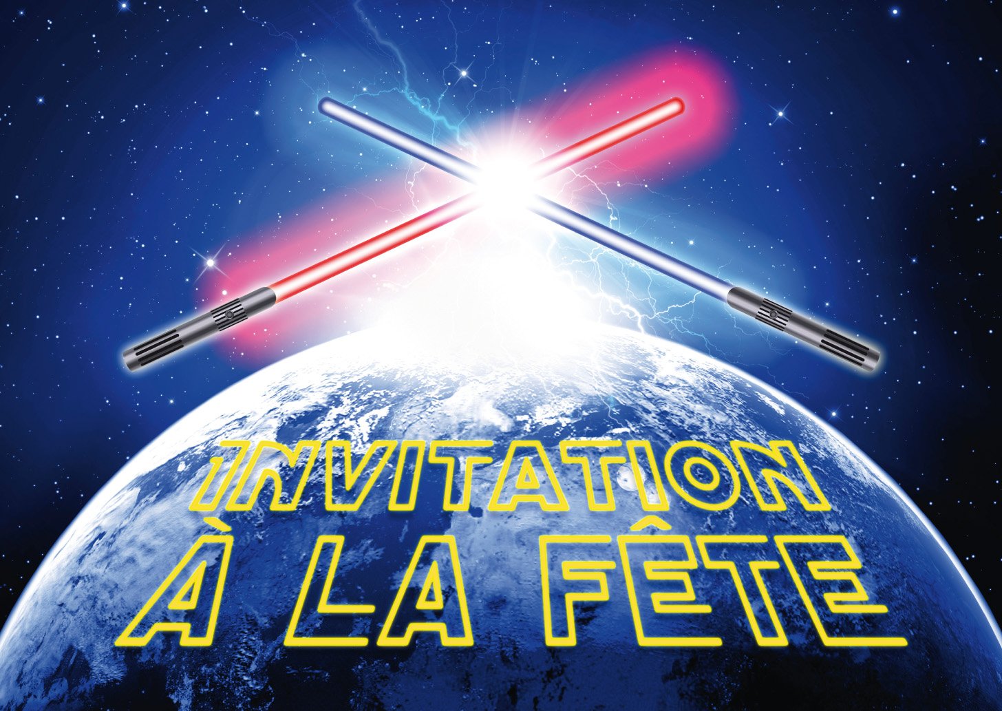 Edition Colibri 10792 FR Laser Sabres Invitation Cards Pack of 10 French Invitations for Children's Birthday or Party / Party
