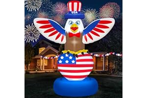 Danxilu 6 FT Eagle & Love Heart 4th of July Inflatables Outdoor Decorations with American Flag Built-in LEDs Patriotic Inflatable Blow up Indoor Party Garden Yard Independence Day Memorial Decor