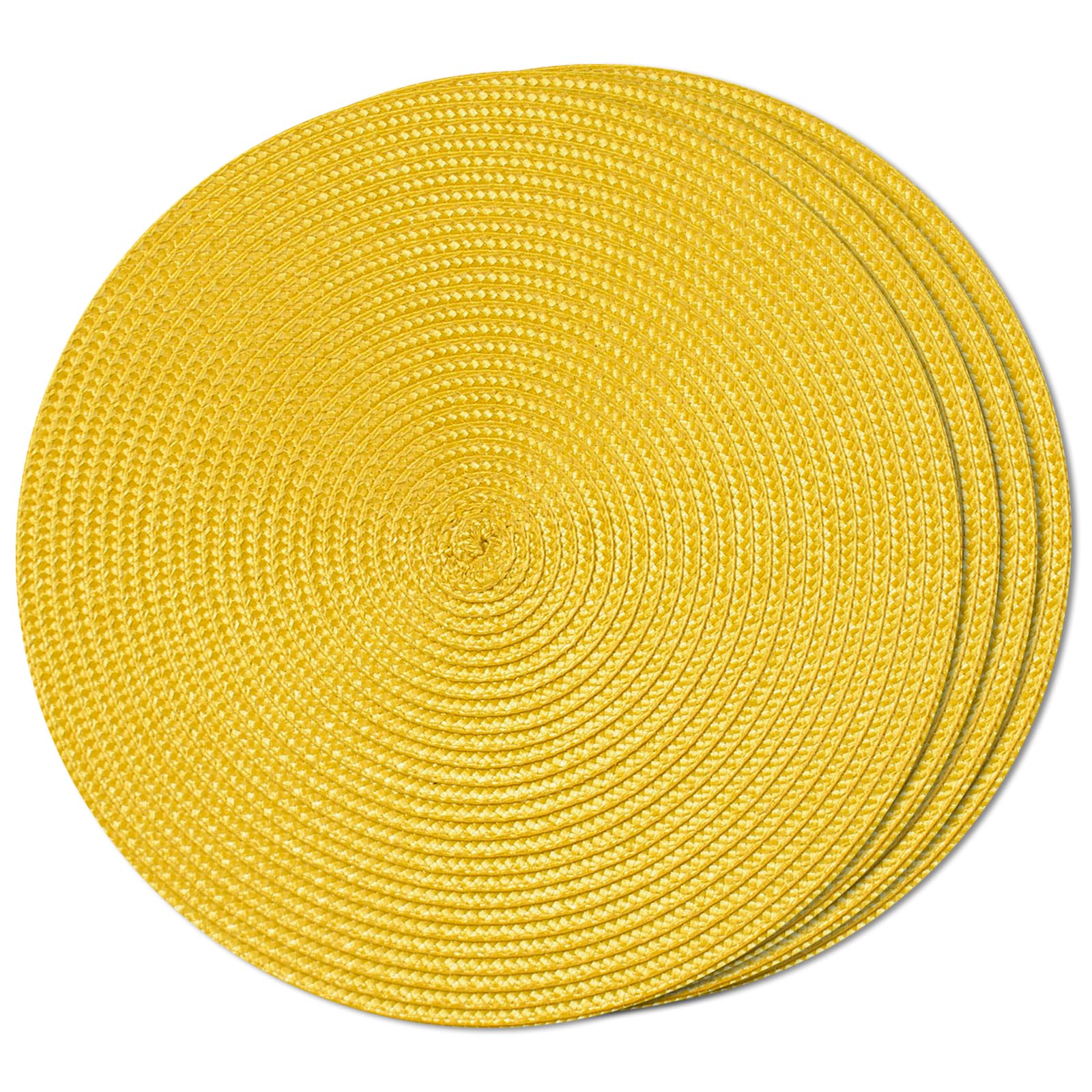 Photo 1 of FunWheat Round Braided Placemats Set of 4 Place Mats for Dining Tables Woven Washable Non-Slip Table mats Small 13 inch(S Yellow, 4pcs)