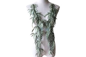 GELVS Mirror Pair Leaves Vines Lace Applique Embroidery Forest Motif Lace Patch Delicate Addition for Costumes,Party Dress Green Color