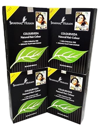 Shahnaz Husain's Vedic Solutions Colourveda Natural Hair Colour (Blackish Brown, 100 g, Pack of 4)