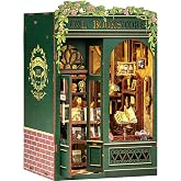 Fsolis Book Nook Kit Booknook Bookshop - OWL Bookstore | DIY Miniature House 3D Wooden Puzzles for Adults Beginners Mini Building Kit Bookshelf Decor Gifts for Women Book Lovers