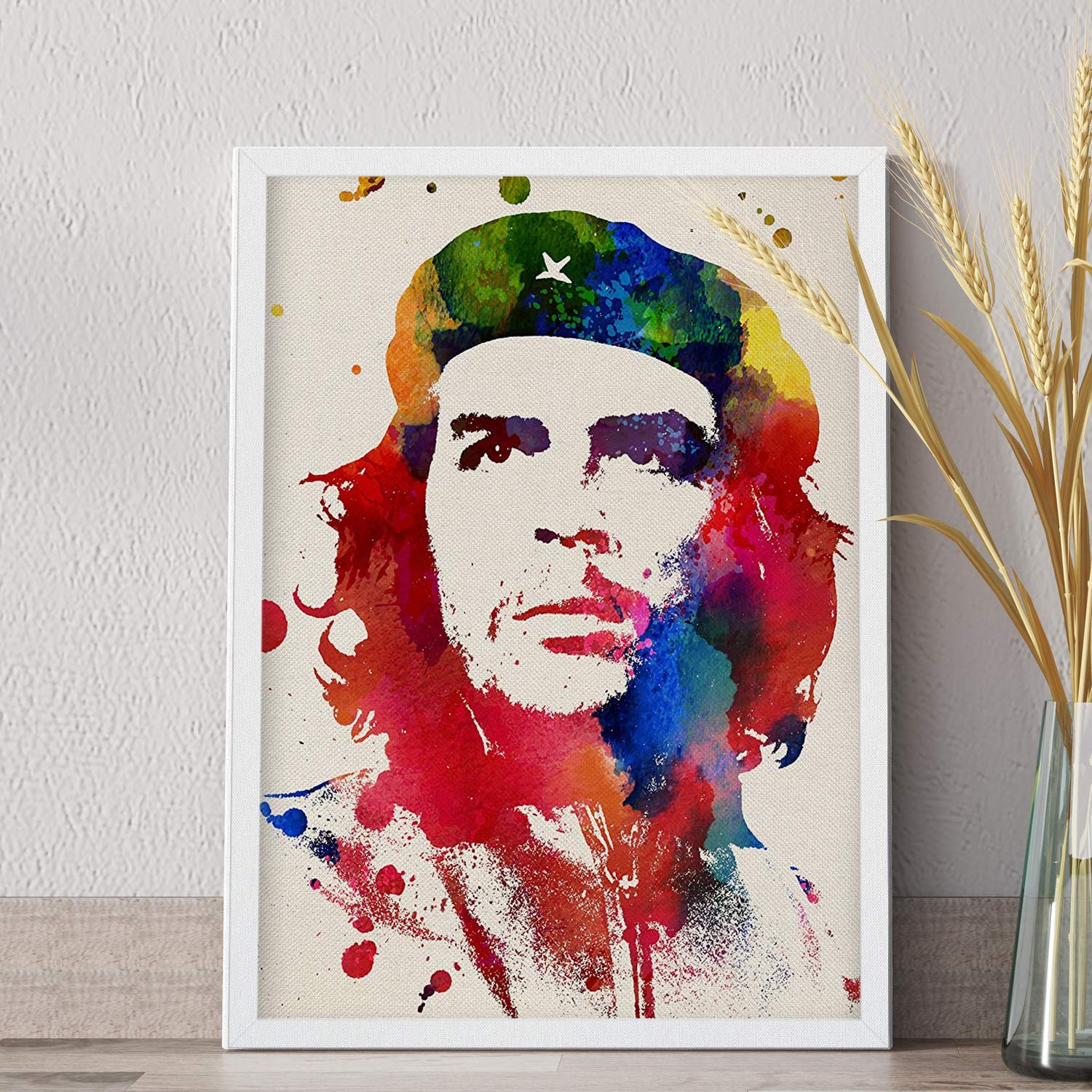 Nacnic Film for framing Che Guevara Poster with Picture Style Watercolor of Mythical Revolutionary. Size A4
