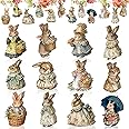 Anglechic 36 Pcs Easter Ornaments Easter Tree Decorations Hanging Bunny Flower Basket Wooden Bunny Hanging Decorations Spring Decorative Ornaments for Home
