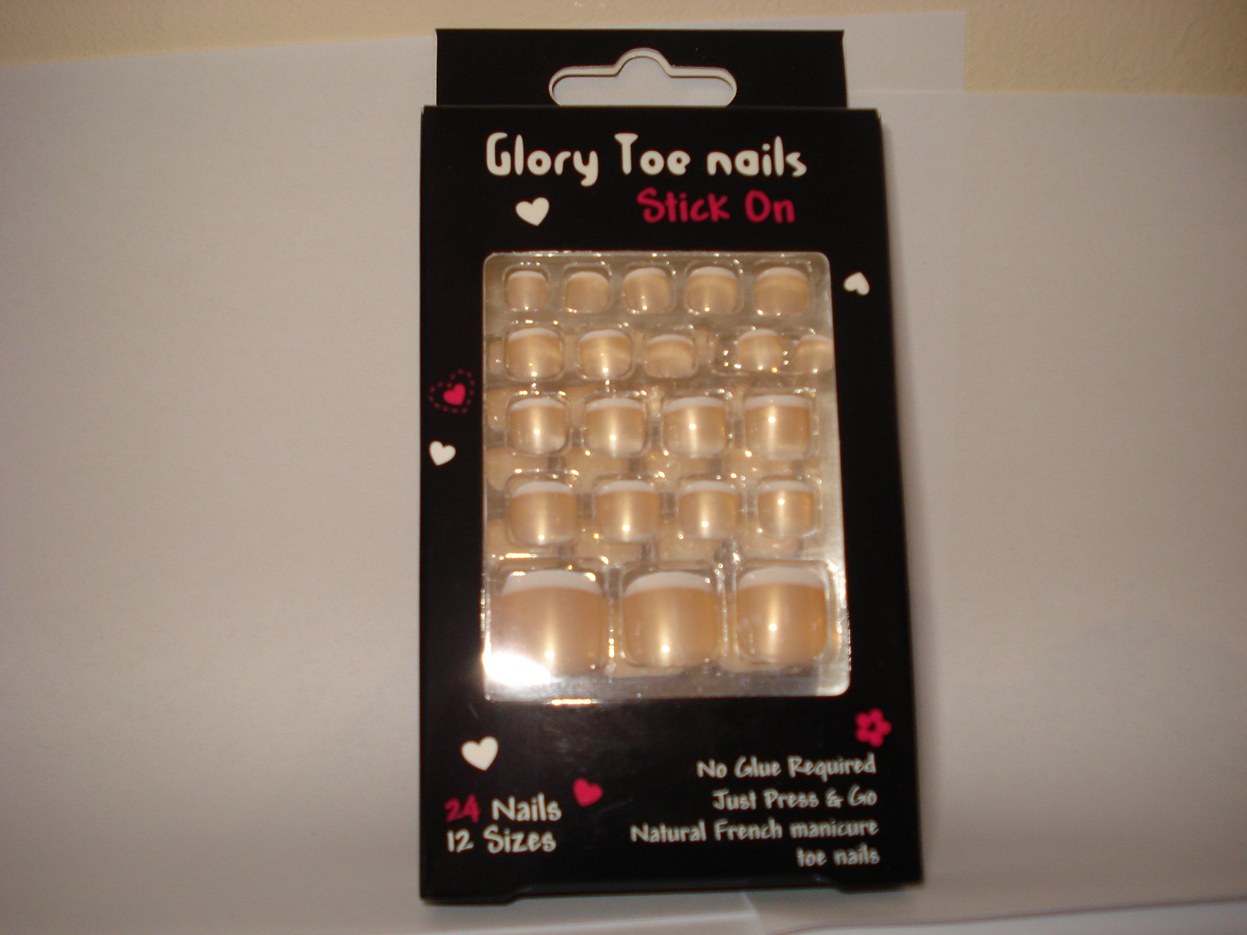 24 TOE NAILS ~ NATURAL FRENCH MANICURE TOE NAILS ~ STICK ON ~ NO GLUE REQUIRED ~