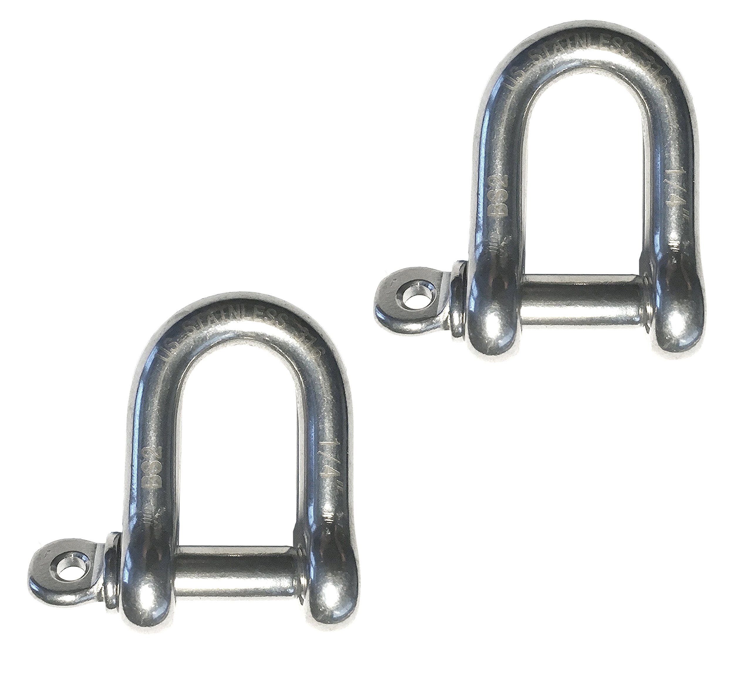 Stainless Steel 316 Forged D Shackle (1/4" 2 Pieces)